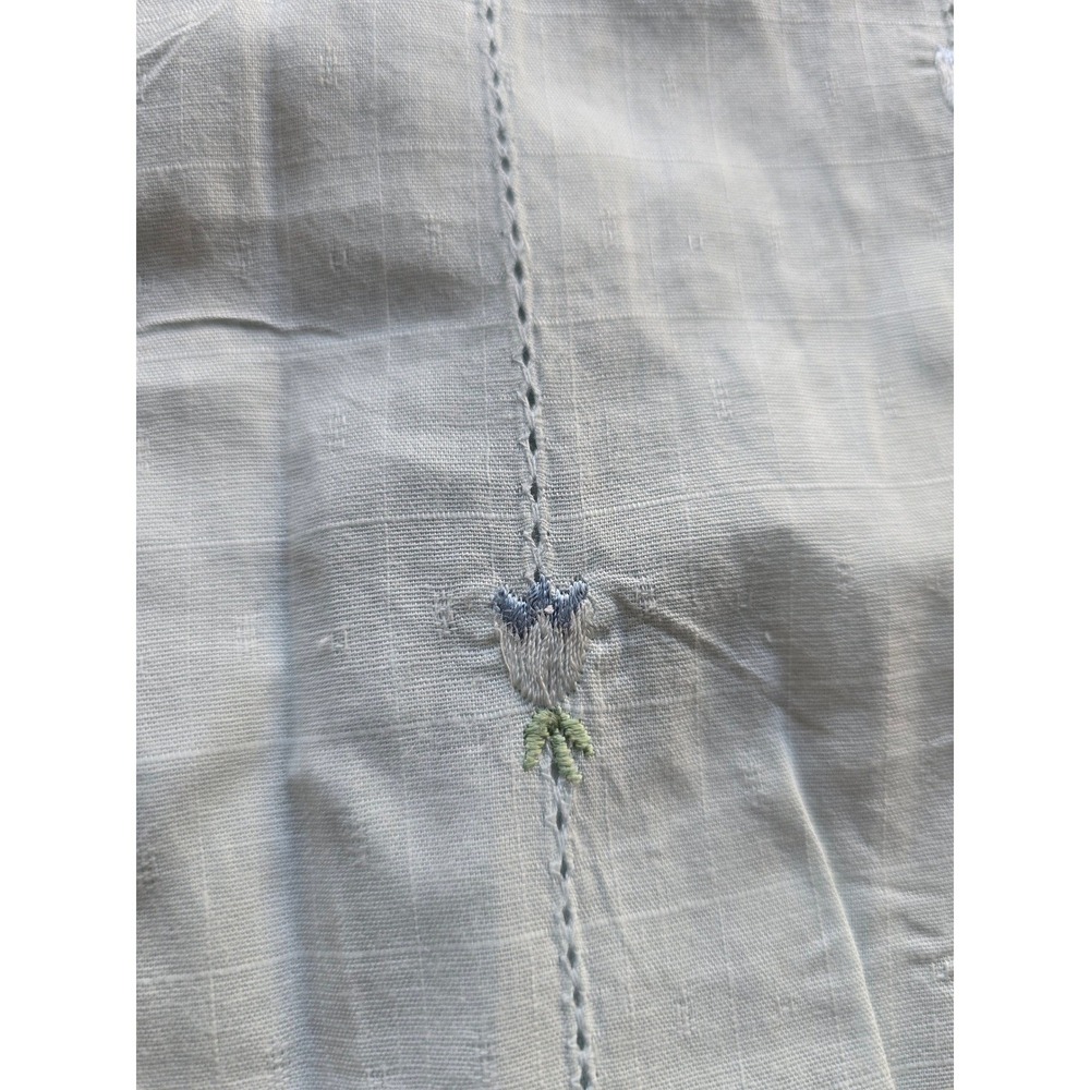 Eileen Parker Women's Button-Up Blouse Small Mint Blue Embroidered Floral Cotton - Picture 4 of 10